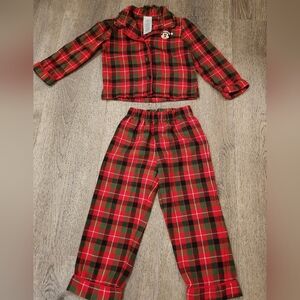 Disney Red and Green Plaid Kids Pajama Set